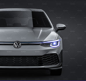 Volkswagen Golf 5-Doors MK8 GTE 2020 glossy finish - all sides Car Mockup Template.psd