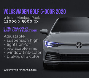Volkswagen Golf MK8 5-door 2020 glossy finish - all sides Car Mockup Template.psd