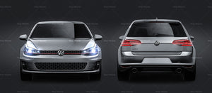 Volkswagen Golf MK7 GTI glossy finish - all sides Car Mockup Template.psd
