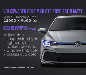 Volkswagen Golf MK8 GTE 2020 satin matt finish - all sides Car Mockup Template.psd