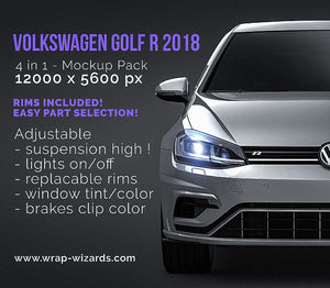 Volkswagen Golf R MK7.5 2018 glossy finish - all sides Car Mockup Template.psd
