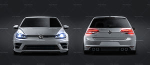 Volkswagen Golf VII R 2014 satin matt finish - all sides Car Mockup Template.psd