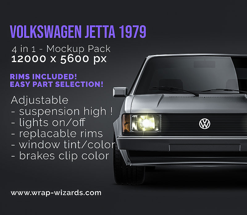 Volkswagen Jetta 1979 satin matt finish - all sides Car Mockup Template.psd