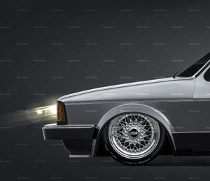 Volkswagen Jetta 1979 satin matt finish - all sides Car Mockup Template.psd