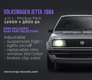 Volkswagen Jetta 1984 glossy finish - all sides Car Mockup Template.psd