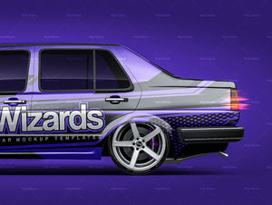 Volkswagen Jetta 1984 glossy finish - all sides Car Mockup Template.psd