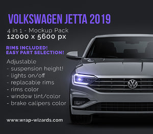Volkswagen Jetta 2019 glossy finish - all sides Car Mockup Template.psd