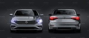 Volkswagen Jetta 2019 glossy finish - all sides Car Mockup Template.psd