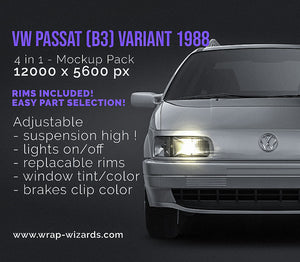Volkswagen Passat B3 Variant 1988 glossy finish - all sides Car Mockup Template.psd