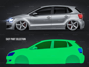 Volkswagen Polo 5-door 2010 glossy finish - all sides Car Mockup Template.psd