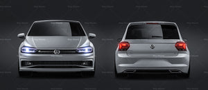 Volkswagen Polo R-Line 2018 satin matt finish - all sides Car Mockup Template.psd