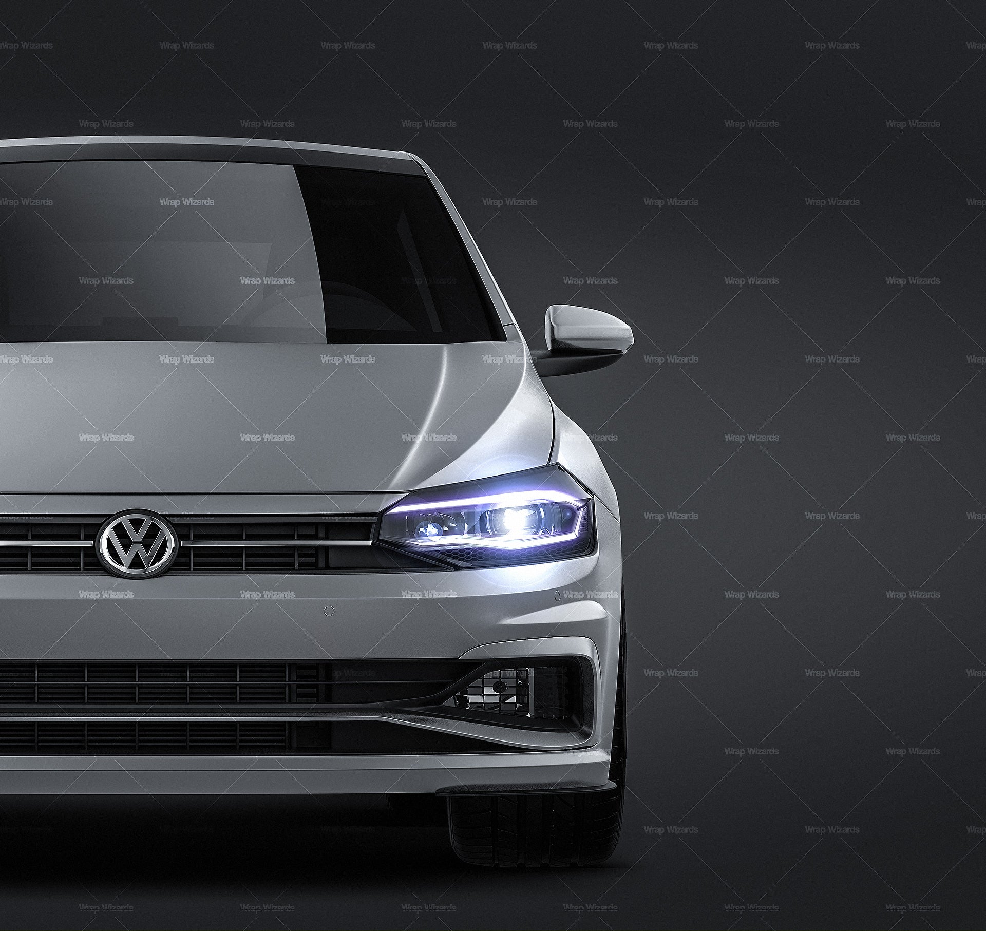 Volkswagen Polo R-Line 2018 satin matt finish - all sides Car Mockup Template.psd