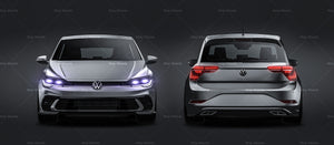 Volkswagen Polo R-Line 2022 satin matt finish - all sides Car Mockup Template.psd