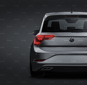 Volkswagen Polo R-Line 2022 satin matt finish - all sides Car Mockup Template.psd