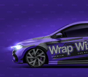 Volkswagen Polo R-Line 2022 satin matt finish - all sides Car Mockup Template.psd