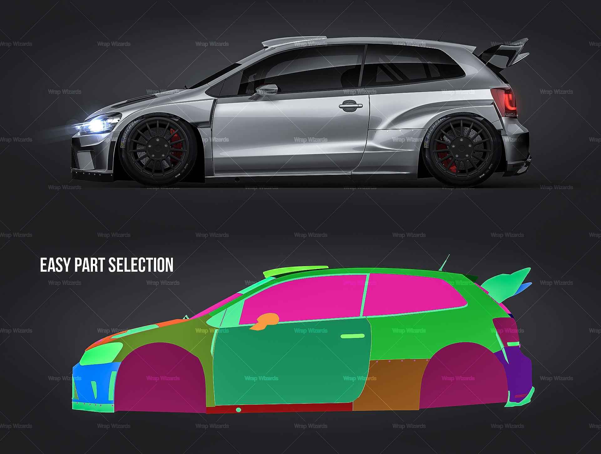 Volkswagen Polo R WRC 2018 glossy finish - all sides Car Mockup Template.psd