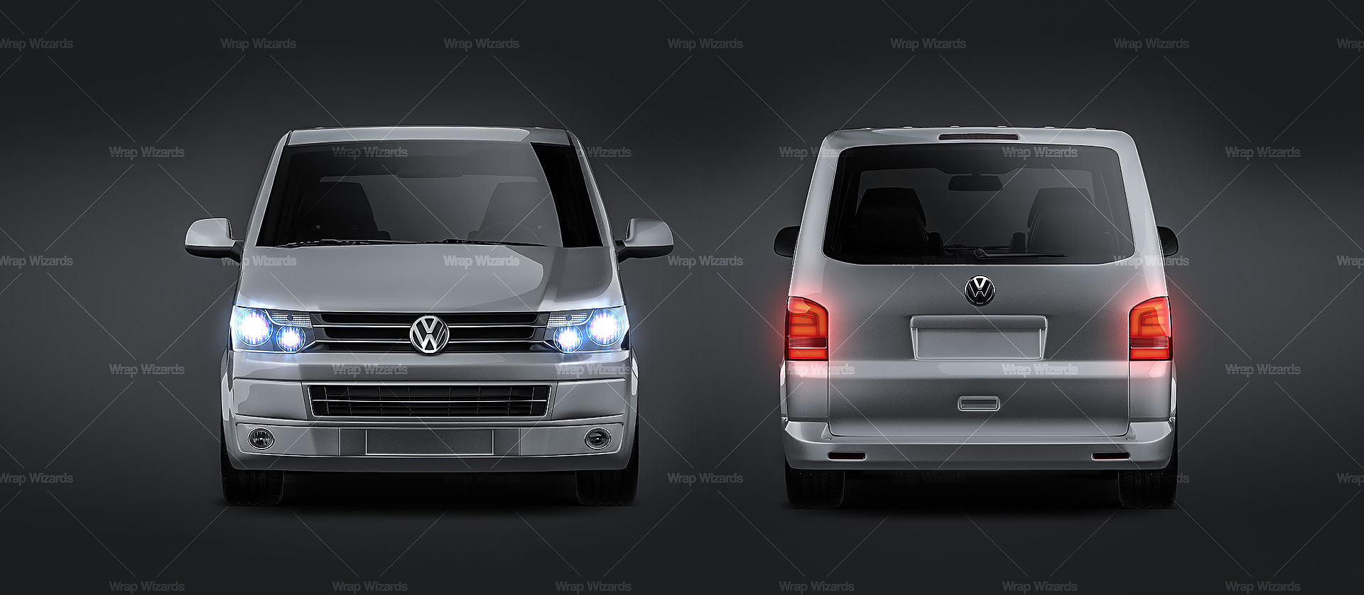 Volkswagen Transporter T5 Caravelle Multivan glossy finish - all sides Car Mockup Template.psd