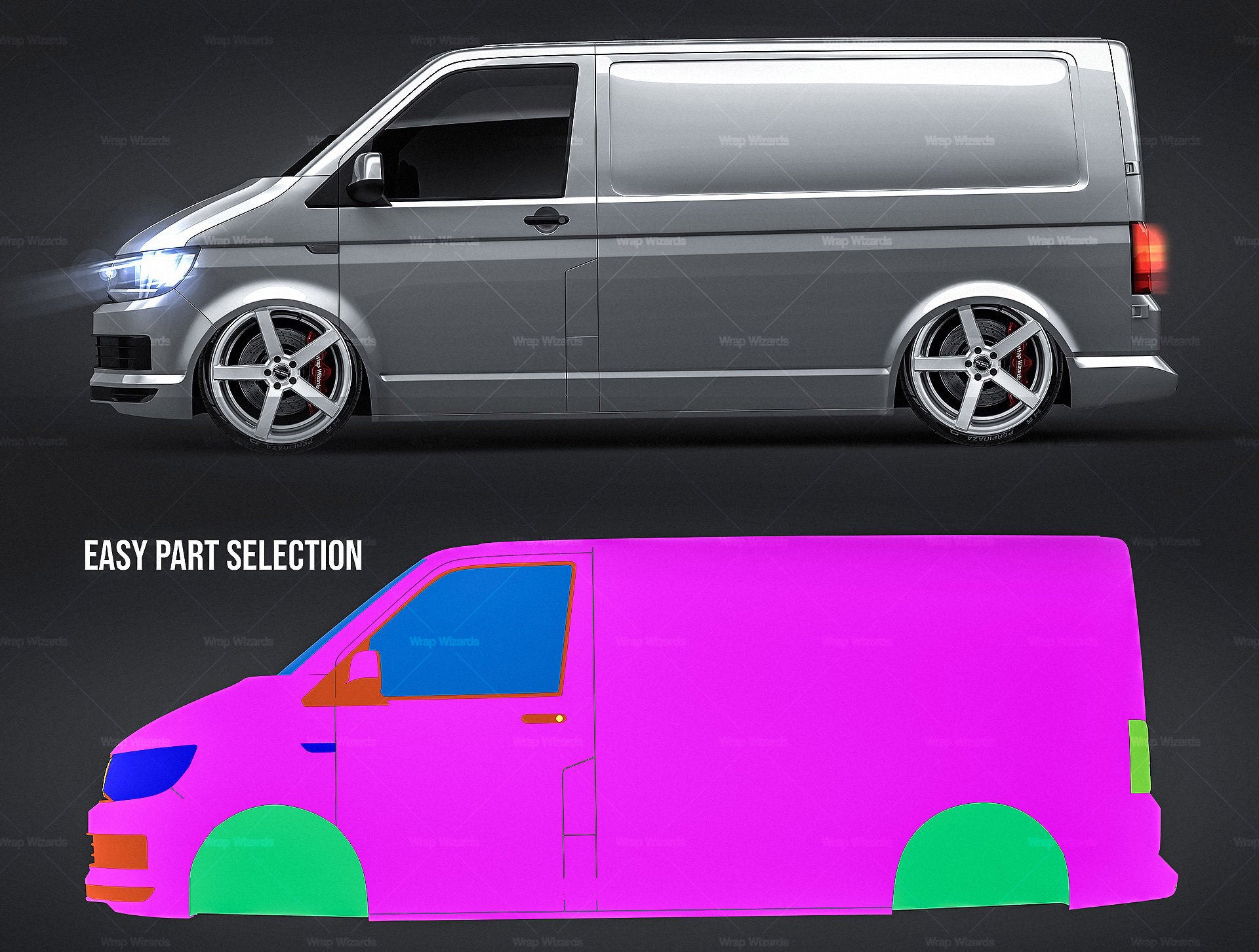 Volkswagen Transporter T6 2016 glossy finish - all sides Car Mockup Template.psd