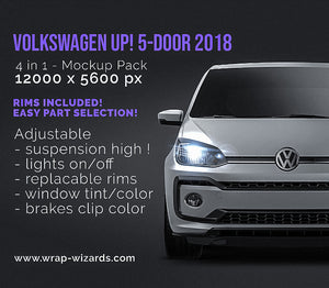 Volkswagen UP! 5-door 2018 satin matt finish - all sides car mockup template.psd