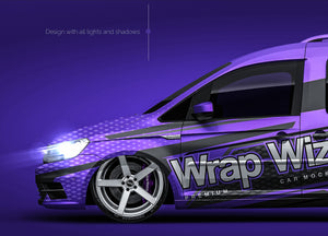 Volkswagen Caddy Passenger 2016 glossy finish - all sides Car Mockup Template.psd