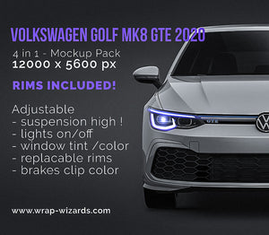 Volkswagen Golf MK8 GTE 2020 glossy finish - all sides Car Mockup Template.psd