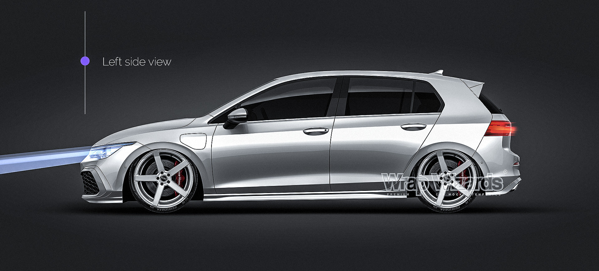 Volkswagen Golf MK8 GTE 2020 glossy finish - all sides Car Mockup Template.psd