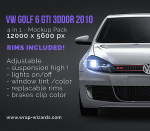 Volkswagen Golf MK6 GTI 3door coupe 2010 glossy finish - all sides Car Mockup Template.psd
