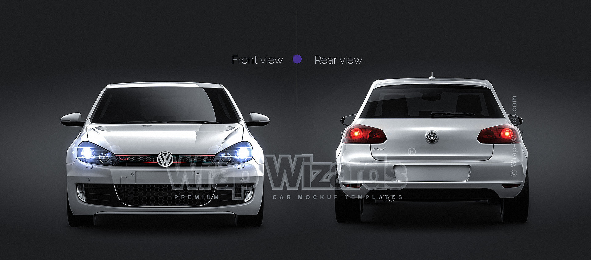 Volkswagen Golf MK6 GTI 3door coupe 2010 glossy finish - all sides Car Mockup Template.psd
