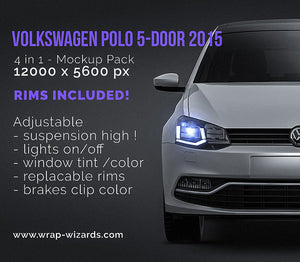 Volkswagen Polo 5-door 2015 glossy finish - all sides Car Mockup Template.psd