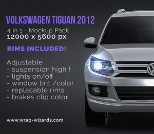 Volkswagen Tiguan 2012 glossy finish - all sides Car Mockup Template.psd