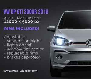 Volkswagen UP GTI 3door 2018 glossy finish  - all sides Car Mockup Template.psd