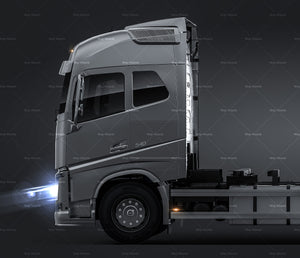 Volvo FH Globetrotter 2013 satin matt finish - all sides Car Mockup Template.psd