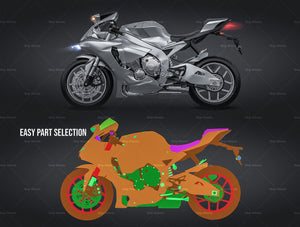 Yamaha R1 2015 glossy finish - all sides Motorcycle Mockup Template.psd