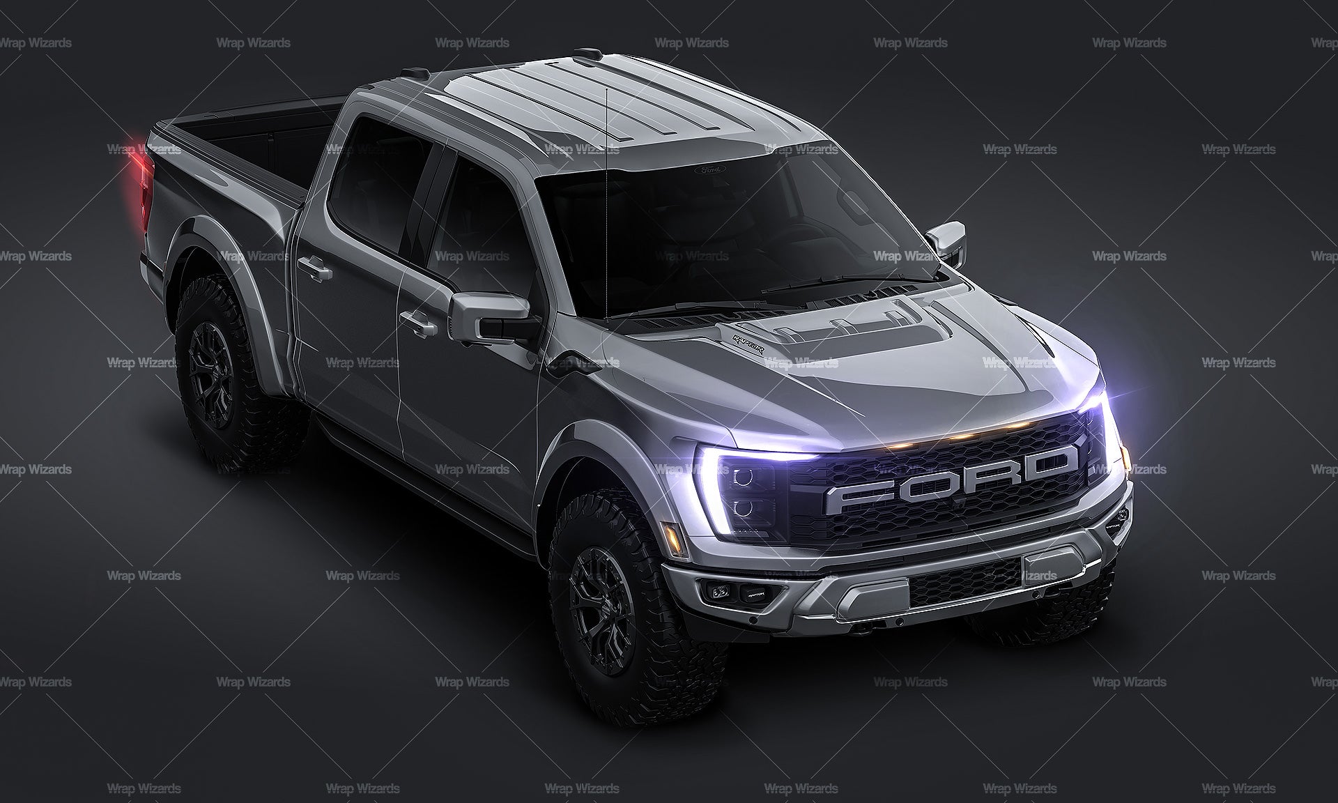 3/4 VIEW - Ford F150 Raptor 2021 glossy finish - Car Mockup Template.psd