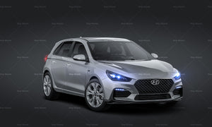 3/4 VIEW - Hyundai i30 N-Line 2019 glossy finish - Car Mockup Template.psd