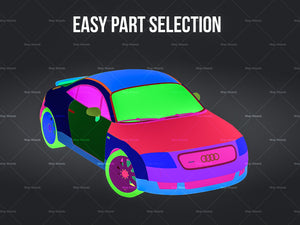 3/4 VIEW - Audi TT Coupe 2004 glossy finish - Car Mockup Template.psd