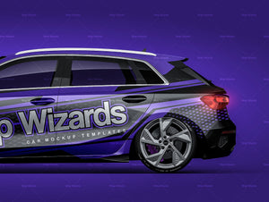 Audi A3 Sportback 2020/2021 glossy finish - all sides Car Mockup Template.psd
