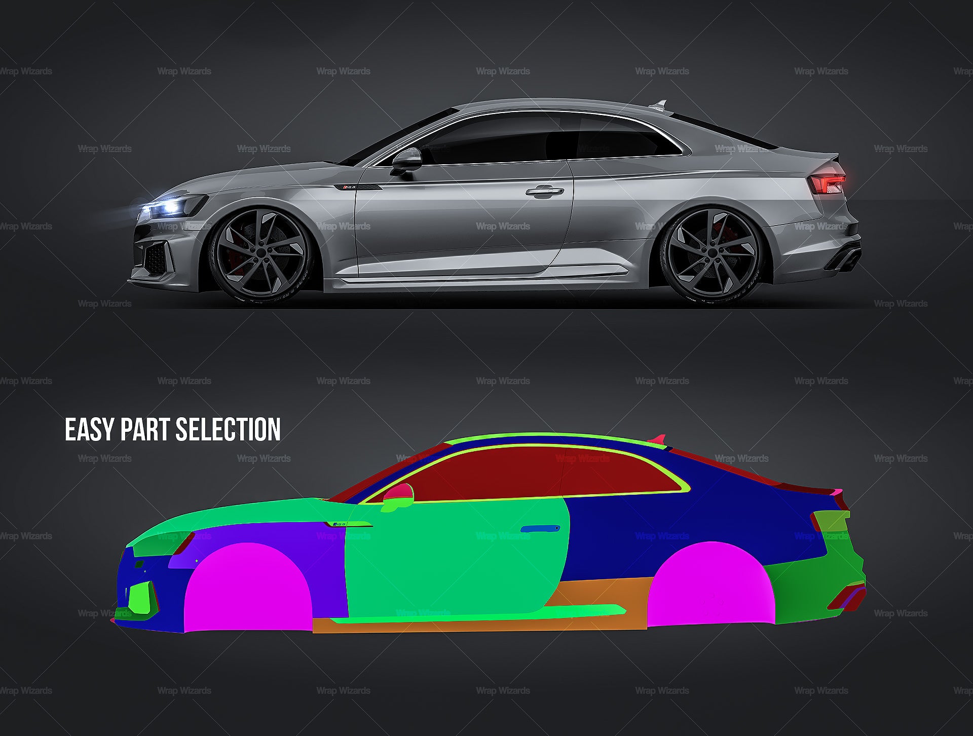 Audi RS5 2018 glossy finish - all sides Car Mockup Template.psd