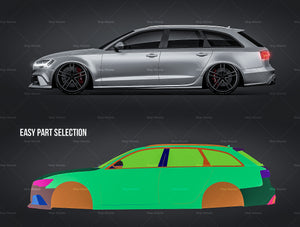 Audi RS6 Avant 2015 glossy finish - all sides Car Mockup Template.psd