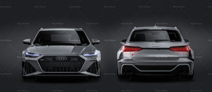 Audi RS6 Avant 2020 glossy finish - all sides Car Mockup Template.psd
