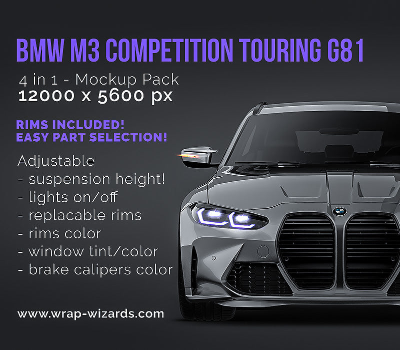 BMW 3-Series M3 Competition Touring G81 2022 - Car Mockup