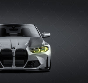BMW M4 G83 cabrio satin matt finish - all sides Car Mockup Template.psd