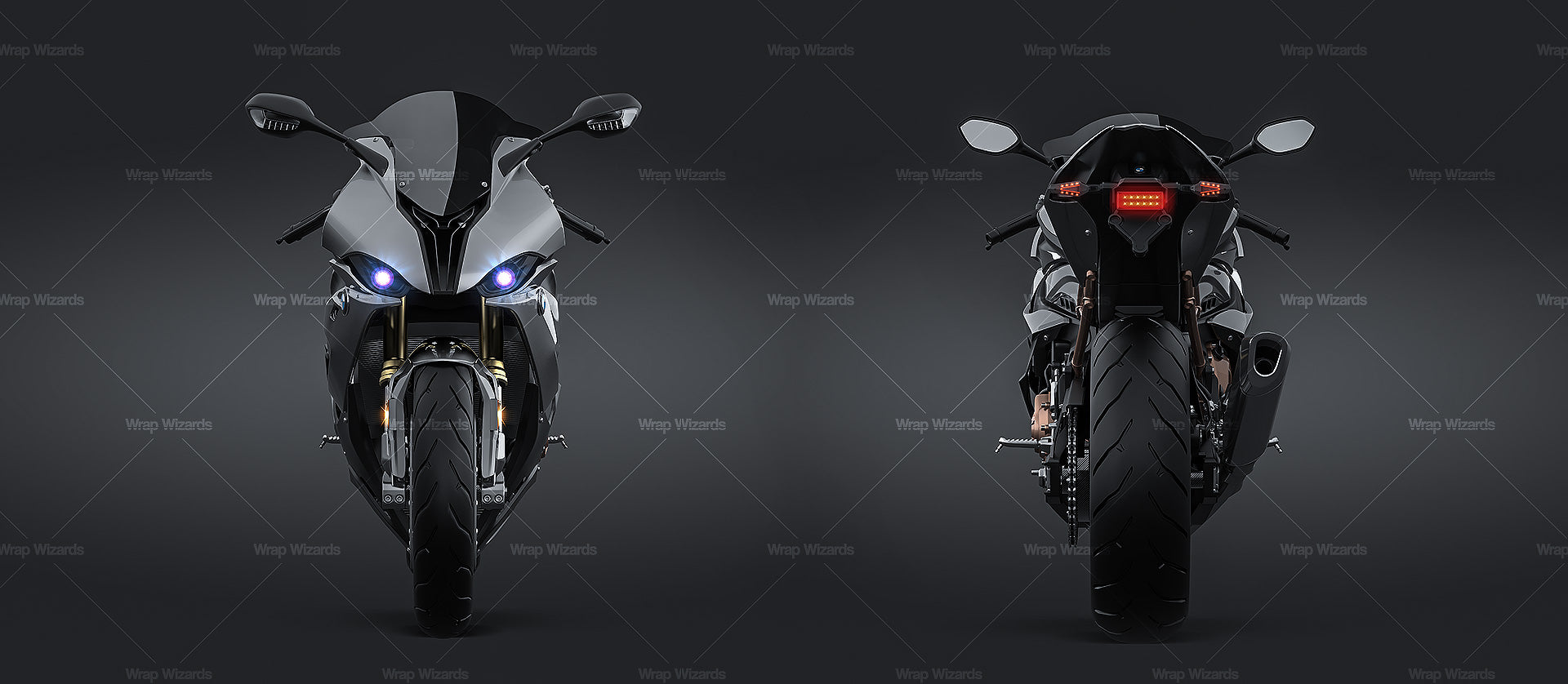 BMW S1000RR 2019 glossy finish - all sides Motorcycle Mockup Template.psd