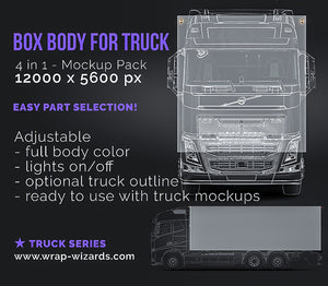 Box body for truck satin matt finish - all sides Mockup Template.psd