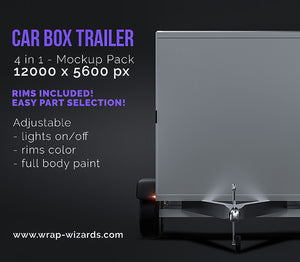 Car box trailer / Koffer / Anhänger satin matt finish - all sides Car Mockup Template.psd