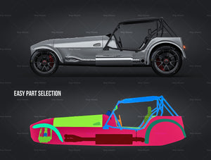 Caterham Lotus 7 | Westfield racing car glossy finish - all sides Car Mockup Template.psd