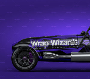 Caterham Lotus 7 | Westfield racing car glossy finish - all sides Car Mockup Template.psd