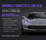 Chevrolet Corvette C7 Z06 2018 glossy finish - all sides Car Mockup Template.psd