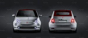 Fiat 500 C satin matt finish - all sides Car Mockup Template.psd