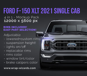 Ford F-150 XLT 2021 single/regular cab glossy finish - all sides Car Mockup Template.psd
